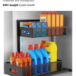 Under Sink Organizer Pull Out Cabinet Organizer Adjustable Height 2 Tier with Sliding Drawers Kitchen Bathroom Organizer and Storage(1pc)