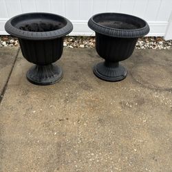 2 Plastic Urn Planters
