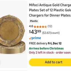 Antique Gold Charger Plates 12ct