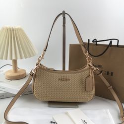 Coach Tabby Straw Shoulder Bag
