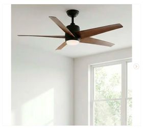 Hampton Bay Mena 54 in. White Color Changing Integrated LED Indoor/Outdoor Matte Black Ceiling Fan - New