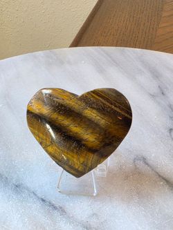 2.1" Approximately Tiger Eye Heart Quartz Crystal