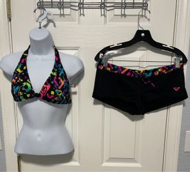 Roxy Two-Piece Bikini Set with Board Shorts
