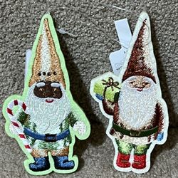 Fabric Gnome Candy can Gift Christmas Tree Ornament - Wondershop set of 2