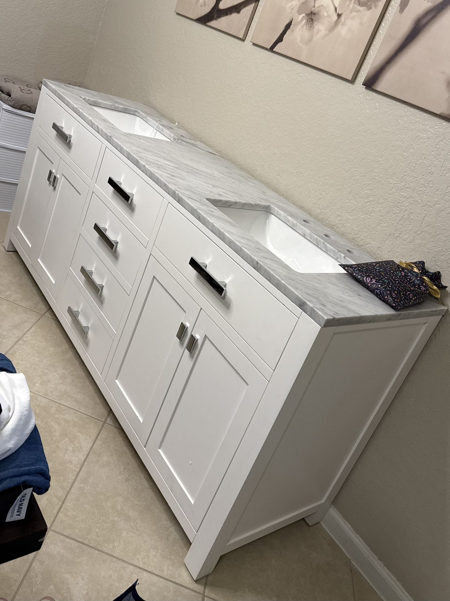 Pottery Barn Sabine 72” Double Sink Vanity + Matching 72”x36” Mirror – Retails $2928