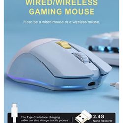 Wireless Wired Gaming Mouse DAREU Dual-Mode Rechargeable 7 Programmable Buttons,