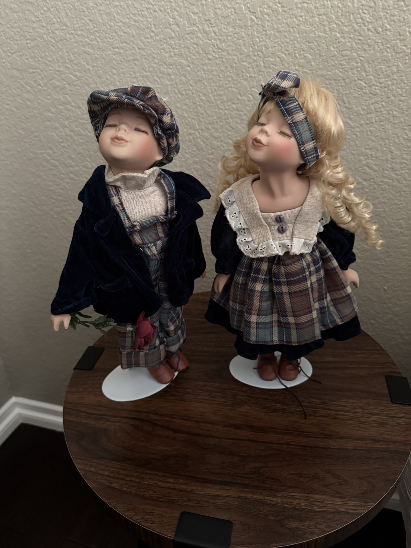 Porcelain Boy And Girl 14 Inches Tall
