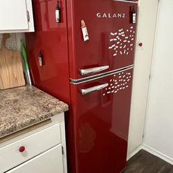 Red Retro Galanz Fridge 