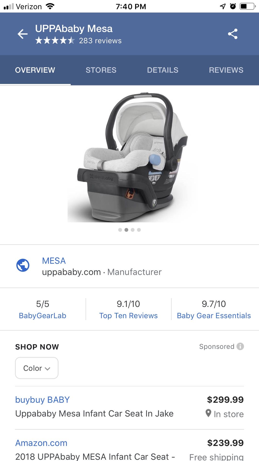 UPPA baby Mesa car seat & base