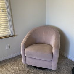 Pink Velvet Nursery Rocking Chair with 360° Swivel