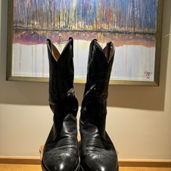 Black Leather Cowboy Boots