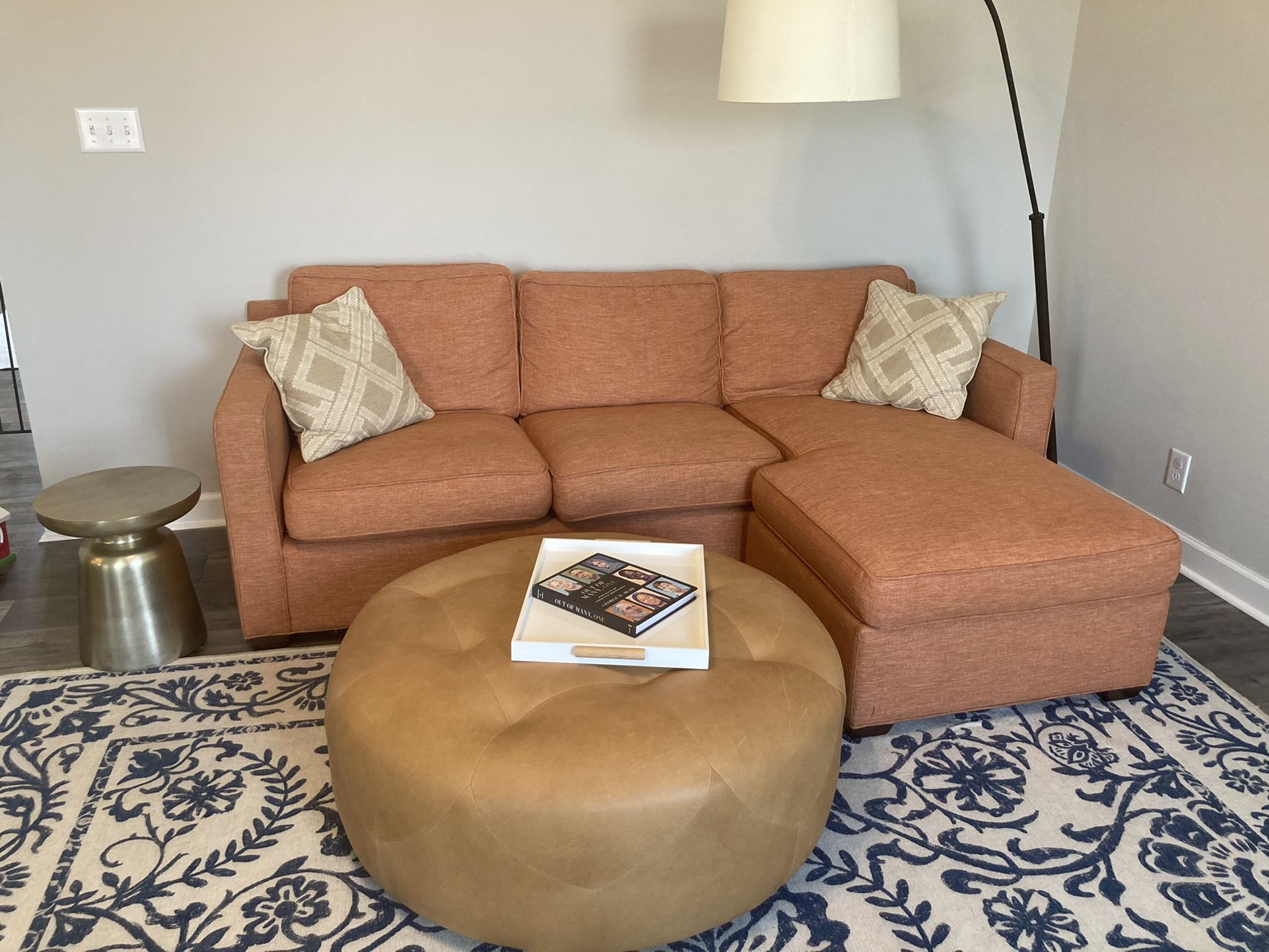 Crate and Barrel Couch (Davis Lounger in Terracotta)