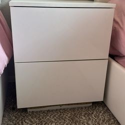 Modern Glossy White LED nightstand with remote