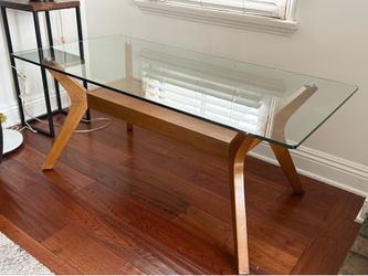 Mid Century Glass Top Coffee Table