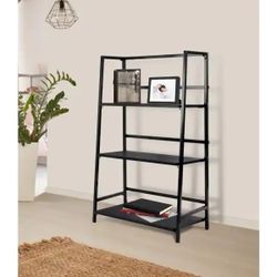 40.31 in. Black Metal 3-shelf Standard Bookcase with Open Back