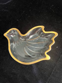 VTG Home Beautiful "Peace Dove" sweets dish, dove shape with a metallic gold tone rim. Japan