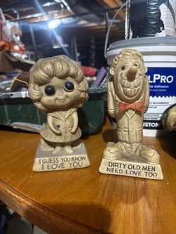 Vintage Novelty “Sillisculpt” resin novelty Figurines Set of 2