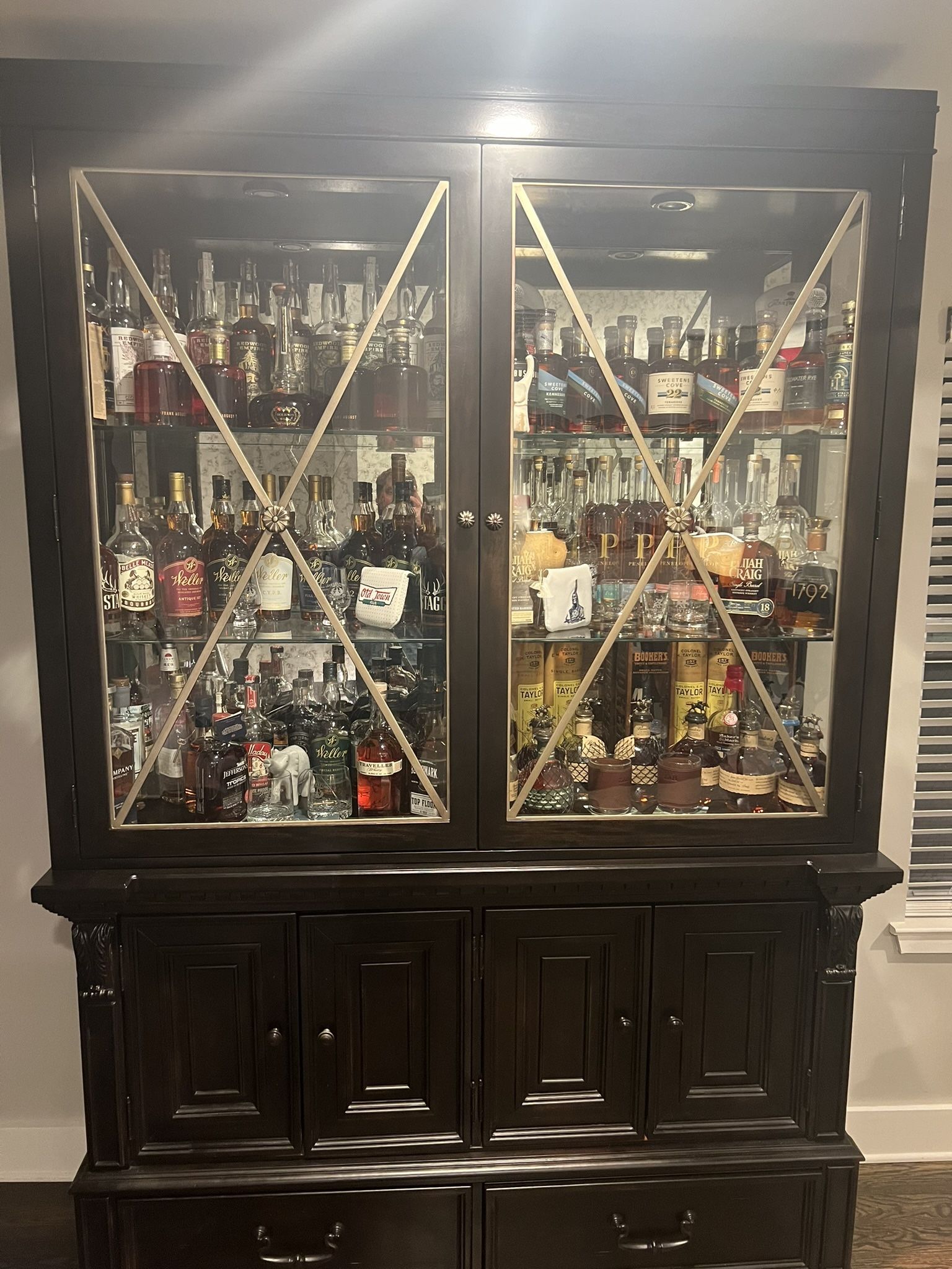 Solid Wood Lighted Display Cabinet