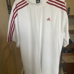 White and Red Adidas Shirt (Men) Large