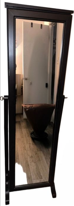 ​Standing Full-Length Cheval Mirror & Jewelry Armoire Organizer - Black
