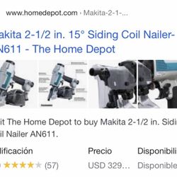 Makita Siding Coil Gun 2 1/2” Brand New