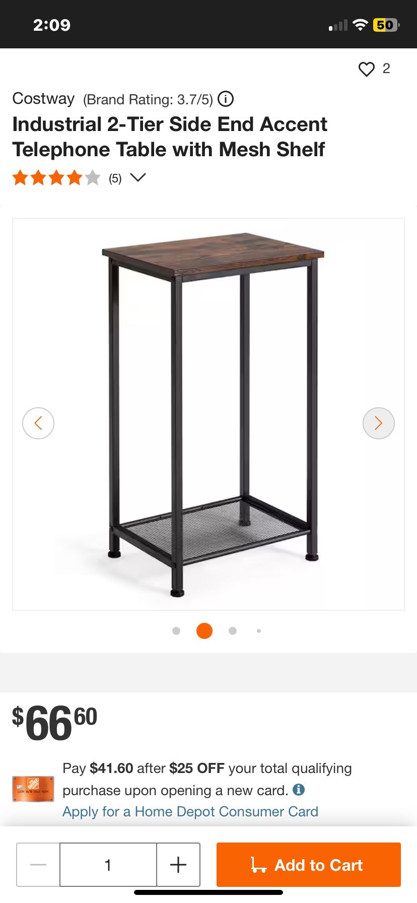 2 Tier Side End Table