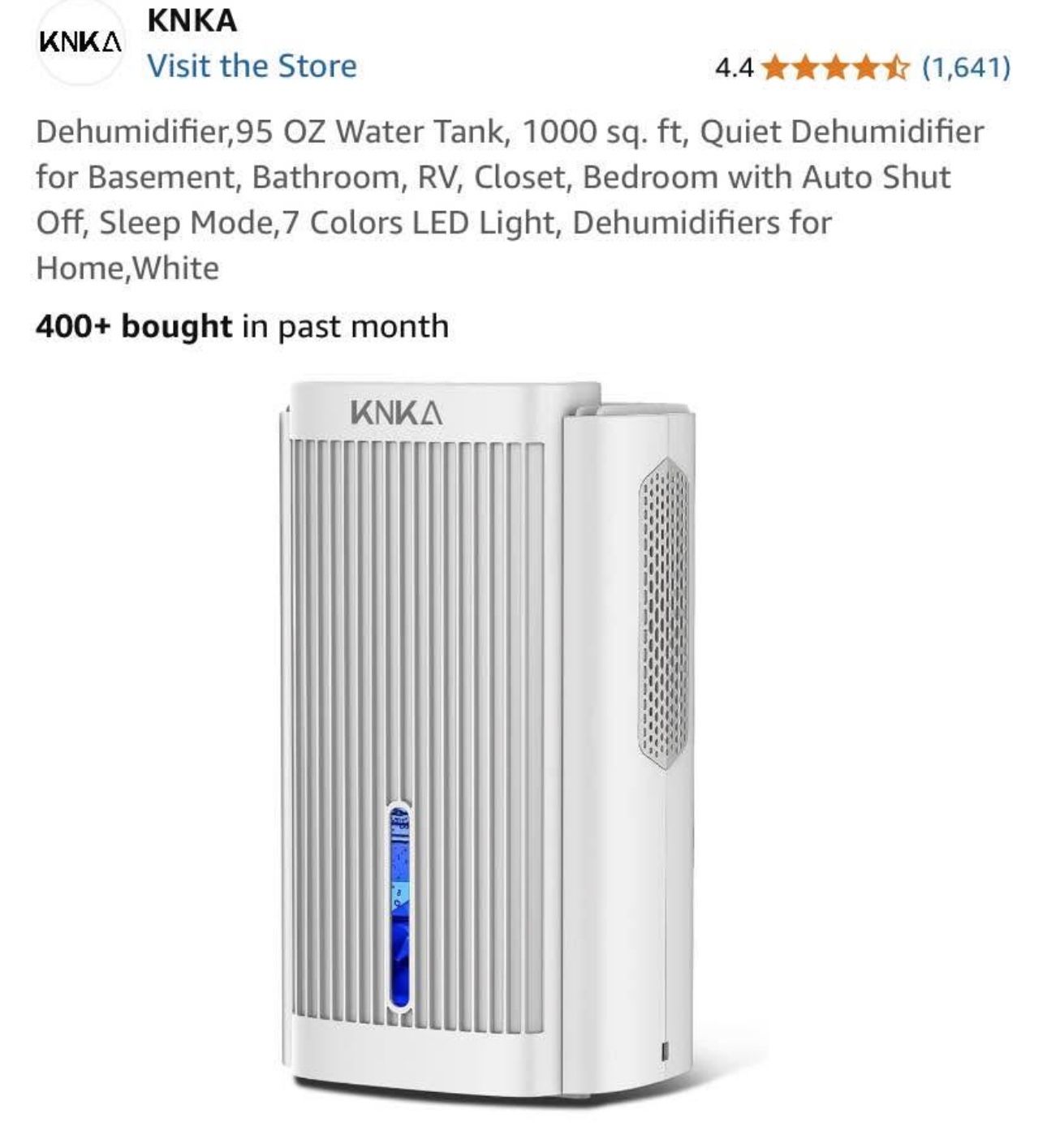 Dehumidifier,95 OZ Water Tank, 1000 sq. ft, Quiet Dehumidifier