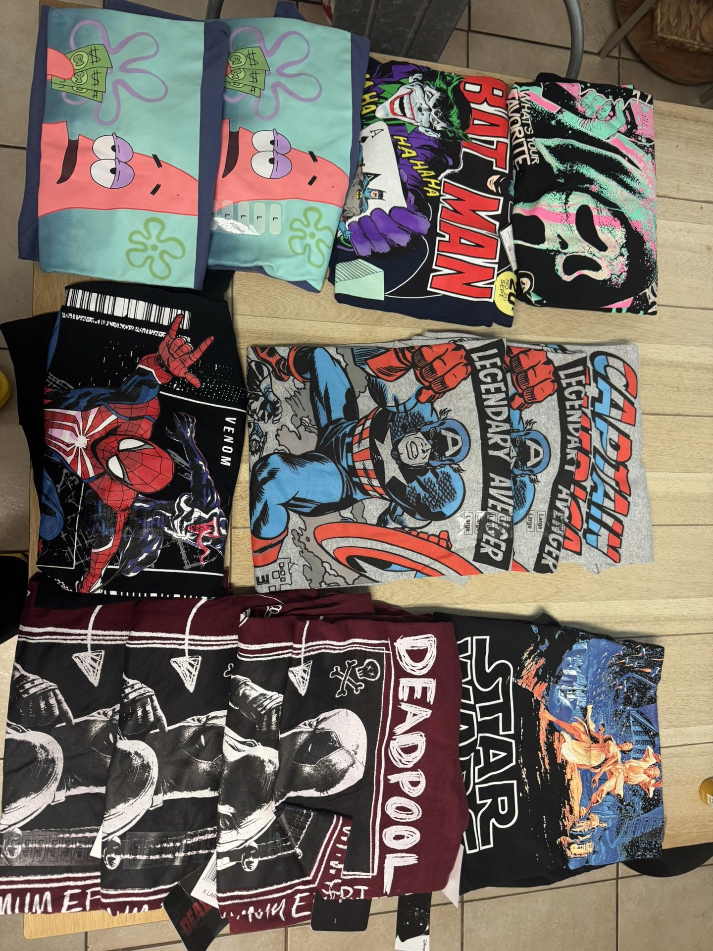 Marvel And Star Wars And Spongebob Shirts