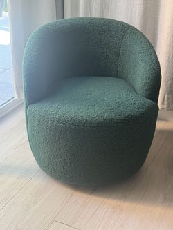 Green Textured Barrel Accent Chair