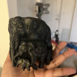 Beautiful Indian Stone Elephant herd Statue