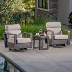 Outdoor Swivel Lounge Chair Set with Side Table