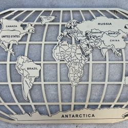 GUC Vintage Metal World Map Wall Decor (48” wide x 26” Tall) - $50