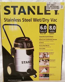 Stanley 8 Gallon 6 Horse Power Stainless Steel Wet/Dry Vacuum