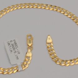 Gold chain 10k solid yellow cuban curb link anklet bracelet 10 in 5.0 mm 6.2 gr