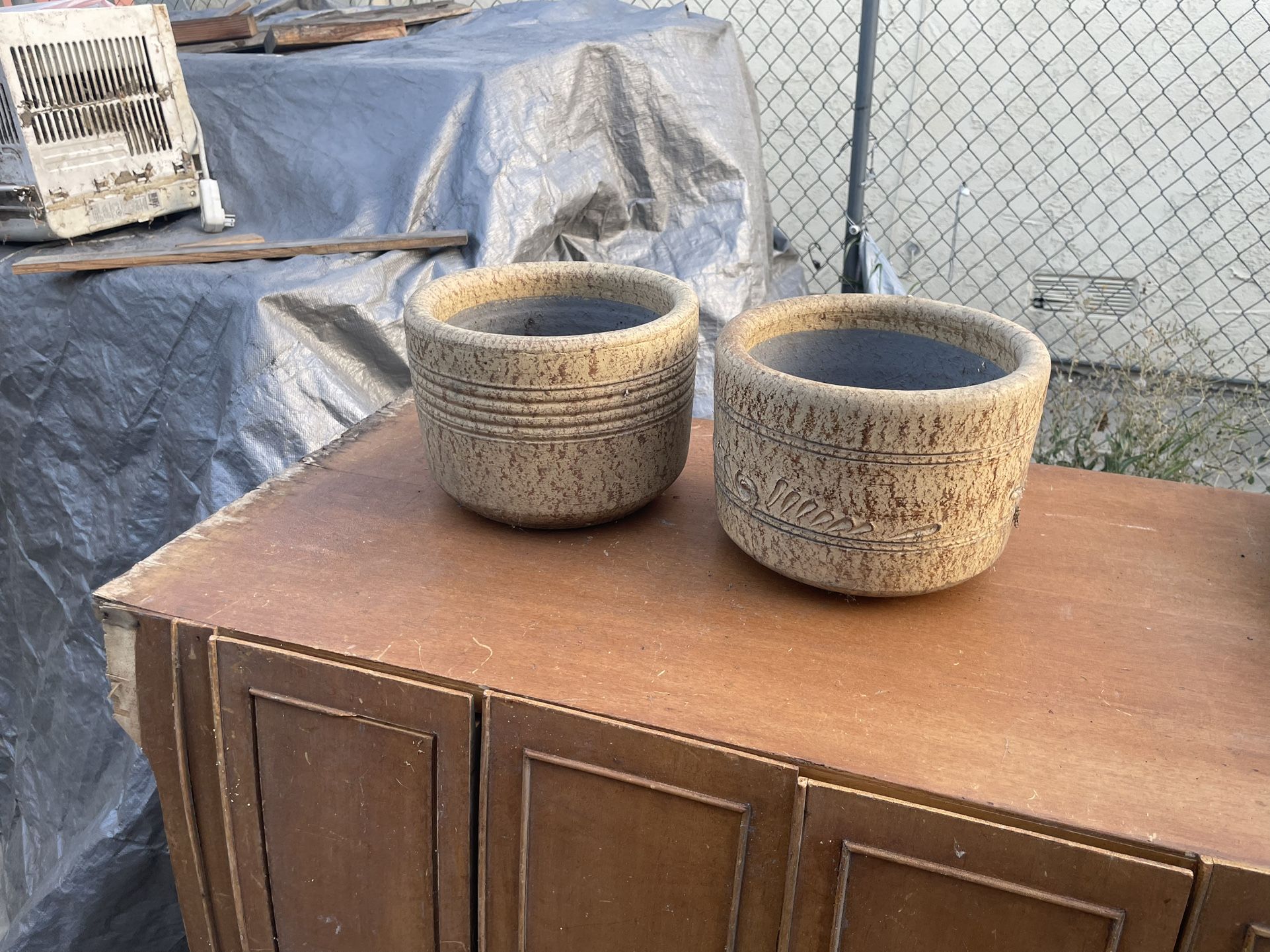 Two Stone Flower Pots