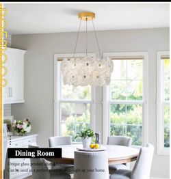 Modern Gold Glass LED Chandelier 20" Elegant Lotus Leaf