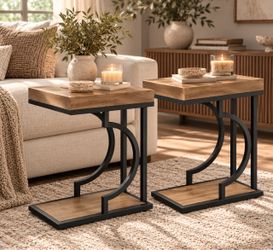 Brand New in Box – Modern C-Shaped End / Side Table – 2 Available