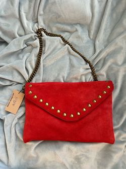 New Jcrew vintage leather chain shoulder bag burnt orange/red