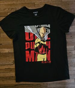 ONE PUNCH MAN LOGO ADULT UNISEX (MED SIZE) BLACK T-SHIRT PRE-OWNED