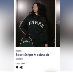 SOLD OUT ONLINE Parke Hunter Green Sport Stripe Mockneck