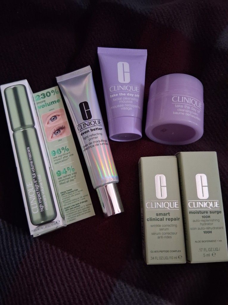 Clinique Mascara, Primer, Cleansing Balm And Mousse, Moisturizer