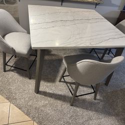 Marble Counter-Height Dining Set – Table + 3 Chairs
