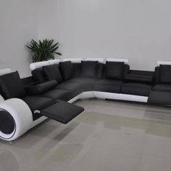 Sectional Sofa in 2-Tone Leather – Transform Your Living Room with Style & Comfort!Delivery Free