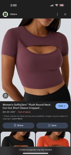 HALARA Plum Cutout Short Sleeve Cropped Top