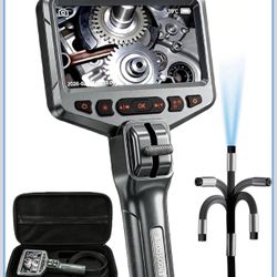 Daxiongmao Articulating Borescope, 1080P HD Inspection Camera with Lights 5ft Semi‑Rigid Snake Endoscope Camera, 4.5" IPS Screen, IP67 Waterproof for 