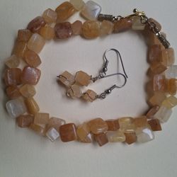 Citrine And Sunstone 18" Artisian Made Necklace Set