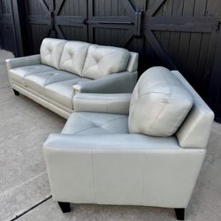 Costco Top Grain Leather Couch Set - También Hablo Español 
