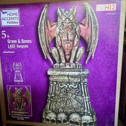 GIANT 5 Foot Tall LED Gargoyle Tombstone For Halloween - NEW IN BOX
