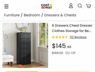 Costway 6 Drawer dresser