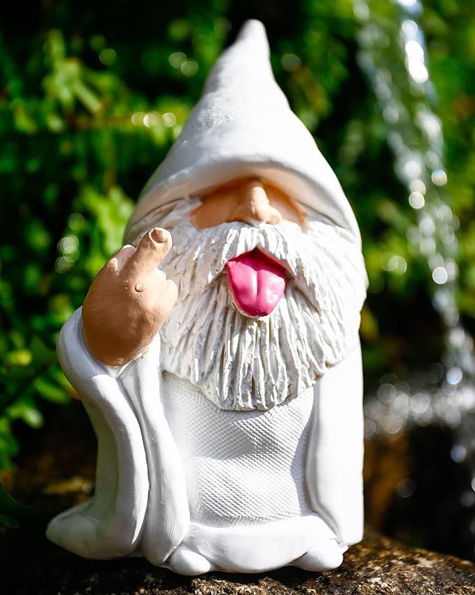 Garden Gnome Statue, Tongue Gnomes 5.9 Inch Naughty Resin Gnome Statue for Lawn Yard Ornaments, Outdoor Decorations for Patio, Housewarming Garden Gif